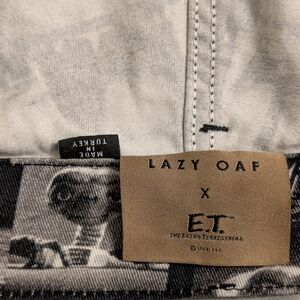 Lazy Oaf Men's Straight Jeans in Black and Tan E.T. Print